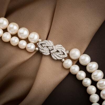 İnci Doğal Taş Gümüş Kilit Kolye - 2