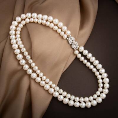 İnci Doğal Taş Gümüş Kilit Kolye - 4