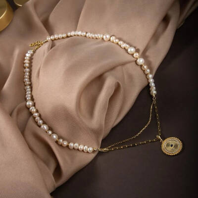 İnci Doğal Taş Gümüş Kolye - Osmanlı Doğal Taş