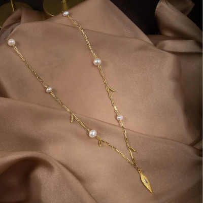 İnci Doğal Taş Gümüş Kolye - Osmanlı Doğaltaş