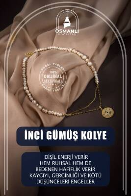 İnci Doğal Taş Gümüş Kolye - 6