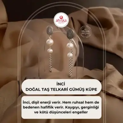 İnci Doğal Taş Telkari Gümüş Küpe - Doğal Taş (1)