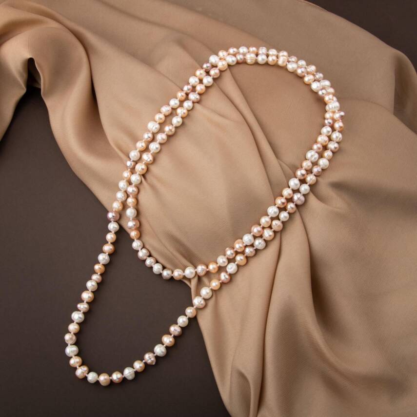 İnci Doğal Taş Uzun Kolye - 3