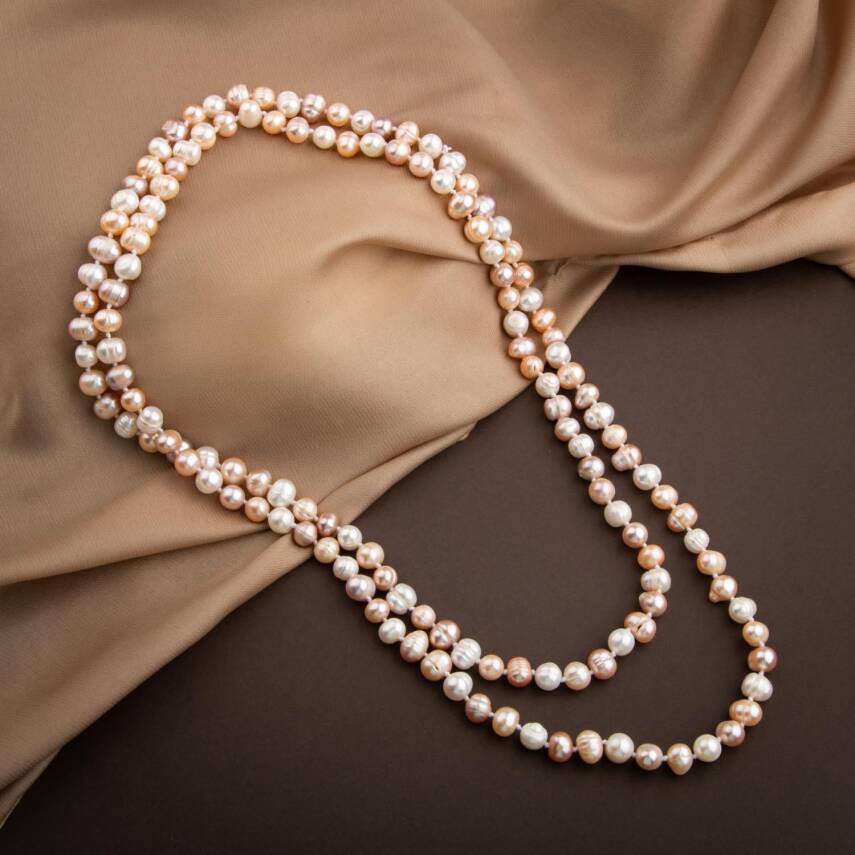 İnci Doğal Taş Uzun Kolye - 4