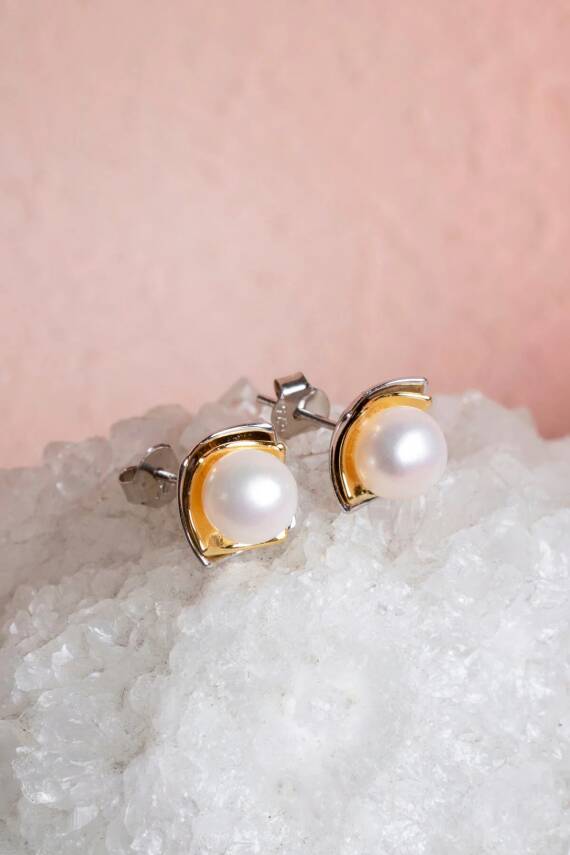 İnci Gümüş Doğal Taş Küpe - 4