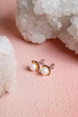 İnci Gümüş Doğal Taş Küpe - 6