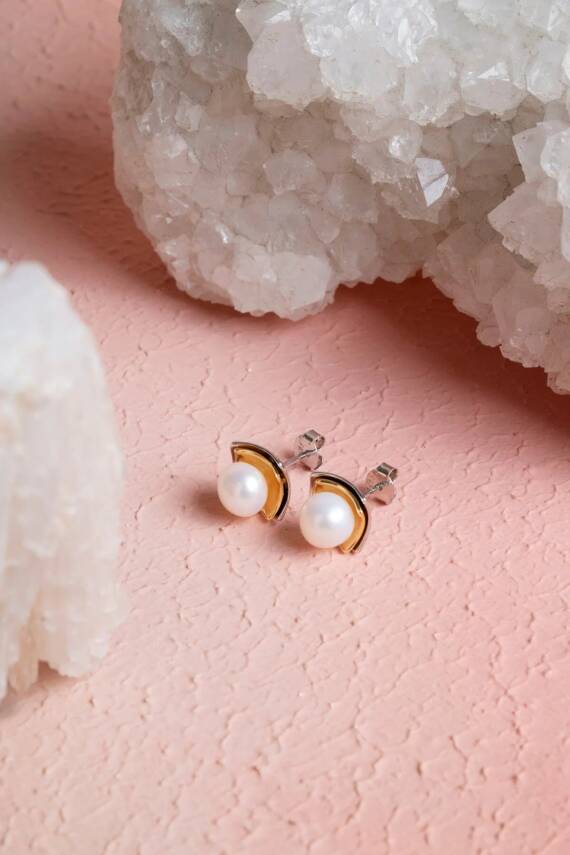 İnci Gümüş Doğal Taş Küpe - 6