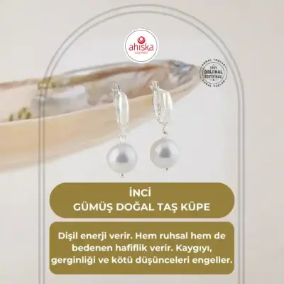 İnci Gümüş Doğal Taş Küpe - Doğal Taş (1)