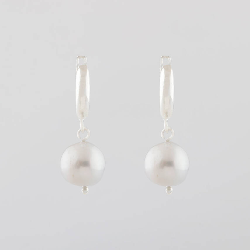 İnci Gümüş Doğal Taş Küpe - 1