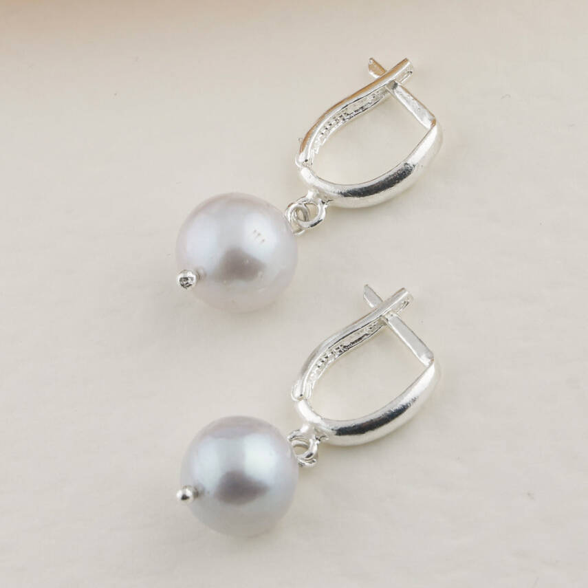 İnci Gümüş Doğal Taş Küpe - 3