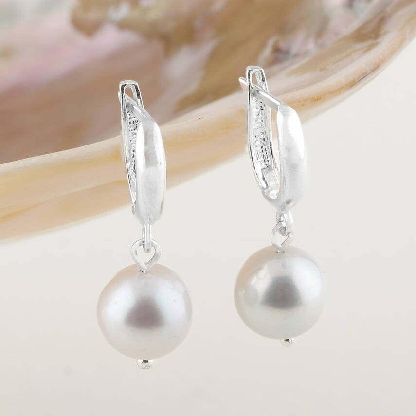 İnci Gümüş Doğal Taş Küpe - 4