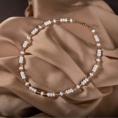 İnci-Hematit Doğal Taş Gümüş Kolye - 3