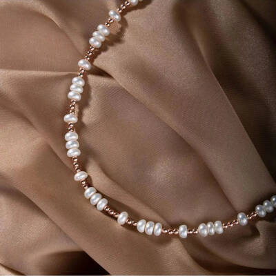 İnci-Hematit Doğal Taş Gümüş Kolye - 6