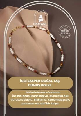 İnci-Jasper Doğal Taş Gümüş Kolye - 2