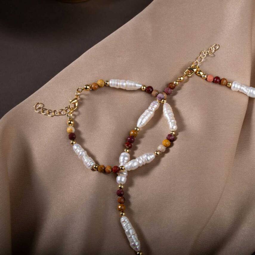 İnci-Jasper Doğal Taş Gümüş Takı Seti - 2