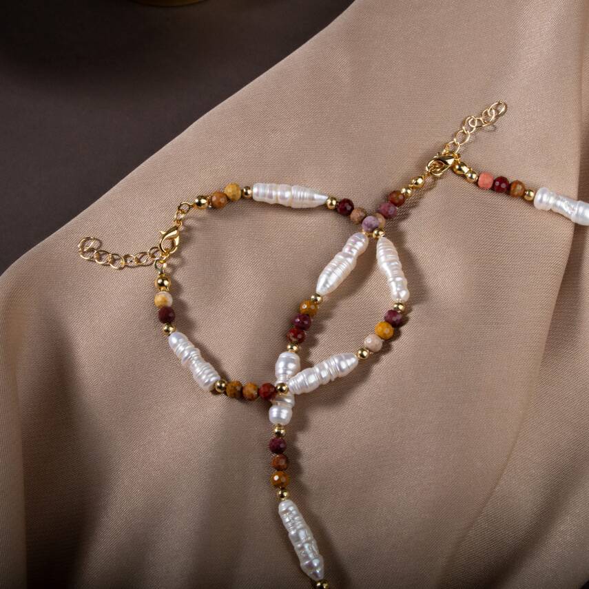 İnci-Jasper Doğal Taş Gümüş Takı Seti - 3