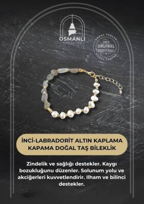İnci-Labradorit Altın Kaplama Kapama Doğal Taş Bileklik - 2