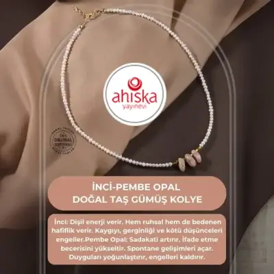 İnci-Pembe Opal Doğal Taş Gümüş Kolye - Doğal Taş (1)