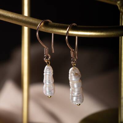 İnci Rose Gümüş Doğal Taş Küpe - 2