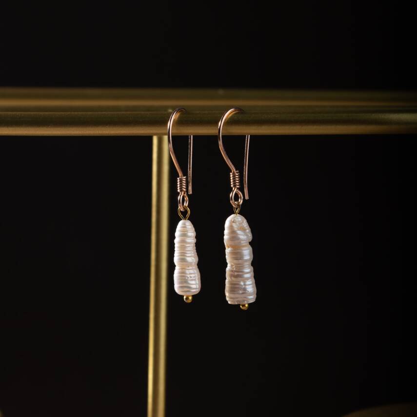 İnci Rose Gümüş Doğal Taş Küpe - 3