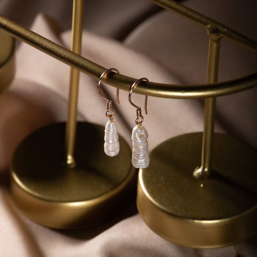 İnci Rose Gümüş Doğal Taş Küpe - 4