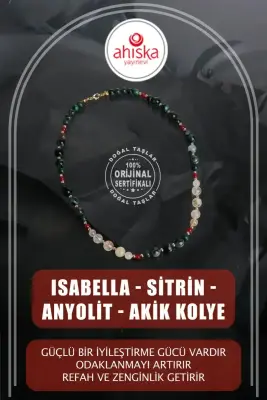 İsabella, Sitrin Anyolit Akik Doğal Taş Kolye - 1
