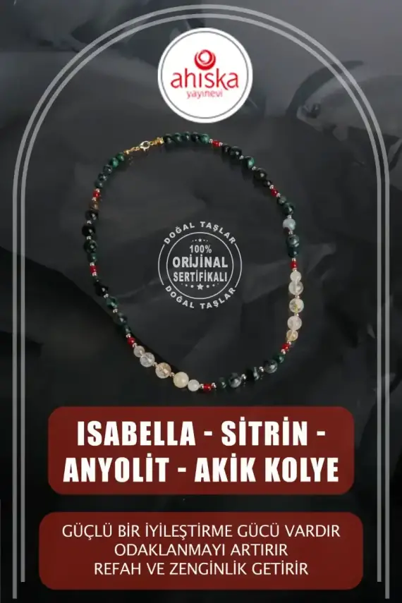 İsabella, Sitrin Anyolit Akik Doğal Taş Kolye - 1