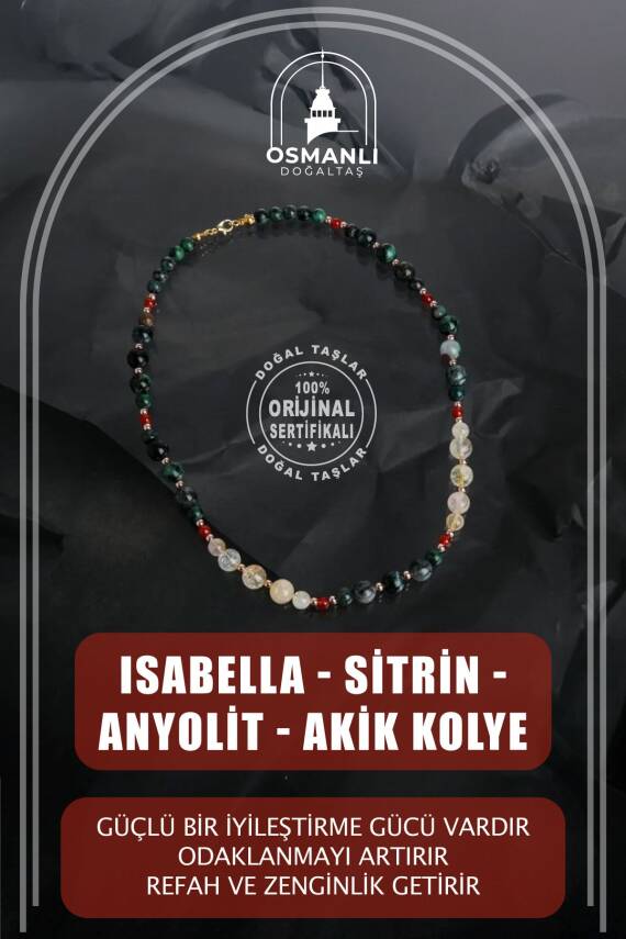 İsabella, Sitrin Anyolit Akik Doğal Taş Kolye - 1