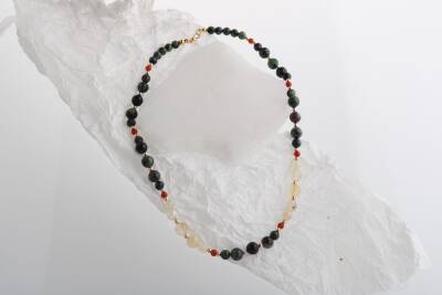 İsabella, Sitrin Anyolit Akik Doğal Taş Kolye - 2