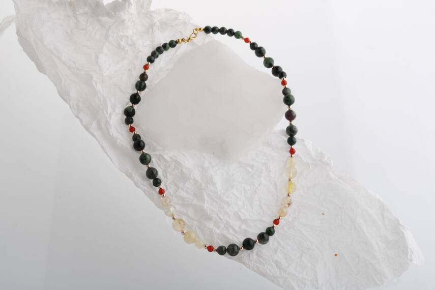 İsabella, Sitrin Anyolit Akik Doğal Taş Kolye - 2