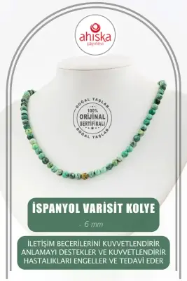 İspanyol Varisit 6 mm Dizi Doğal Taş Kolye - 1