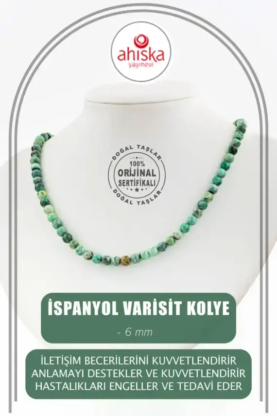 İspanyol Varisit 6 mm Dizi Doğal Taş Kolye - 1