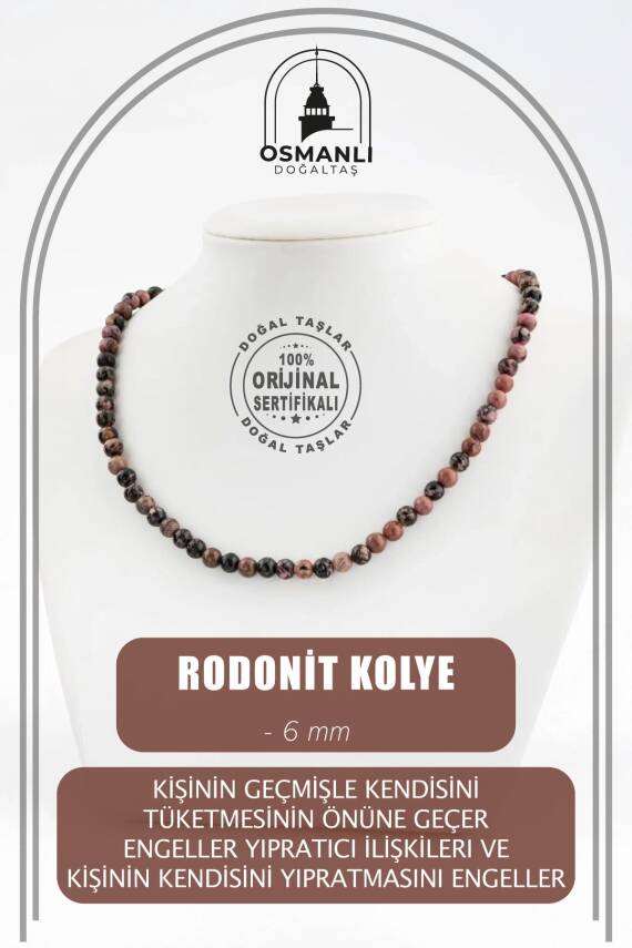 İspanyol Varisit 6 mm Dizi Doğal Taş Kolye - 3