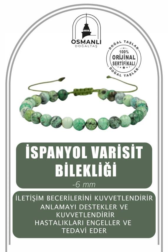 İspanyol Varisit 6mm Merdiven Kapama Doğal Taş Bileklik - 2