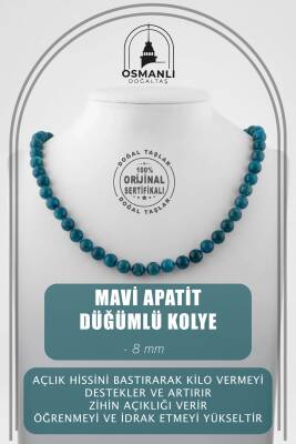 İyolit 8 mm Düğümlü Doğal Taş Kolye - Osmanlı Doğaltaş