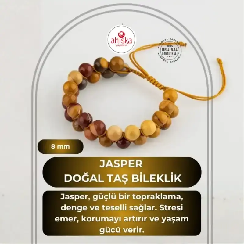 Jasper 8mm Çift Sıra Makrome Doğal Taş Bileklik - 2