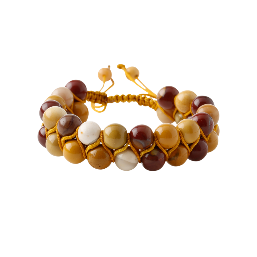 Jasper 8mm Çift Sıra Makrome Doğal Taş Bileklik - 5