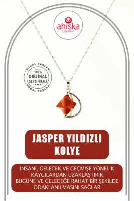 Jasper Doğal Taş Yıldızlı Kolye, Gümüş Zincir - Doğal Taş (1)