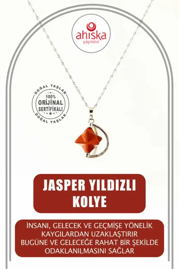 Jasper Doğal Taş Yıldızlı Kolye, Gümüş Zincir - 2