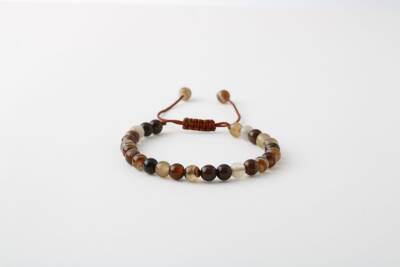 Kahve Göz Akik 6mm Merdiven Kapama Doğal Taş Bileklik - Osmanlı Doğaltaş