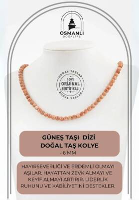 Kalsit 6 mm Dizi Doğal Taş Kolye - 2
