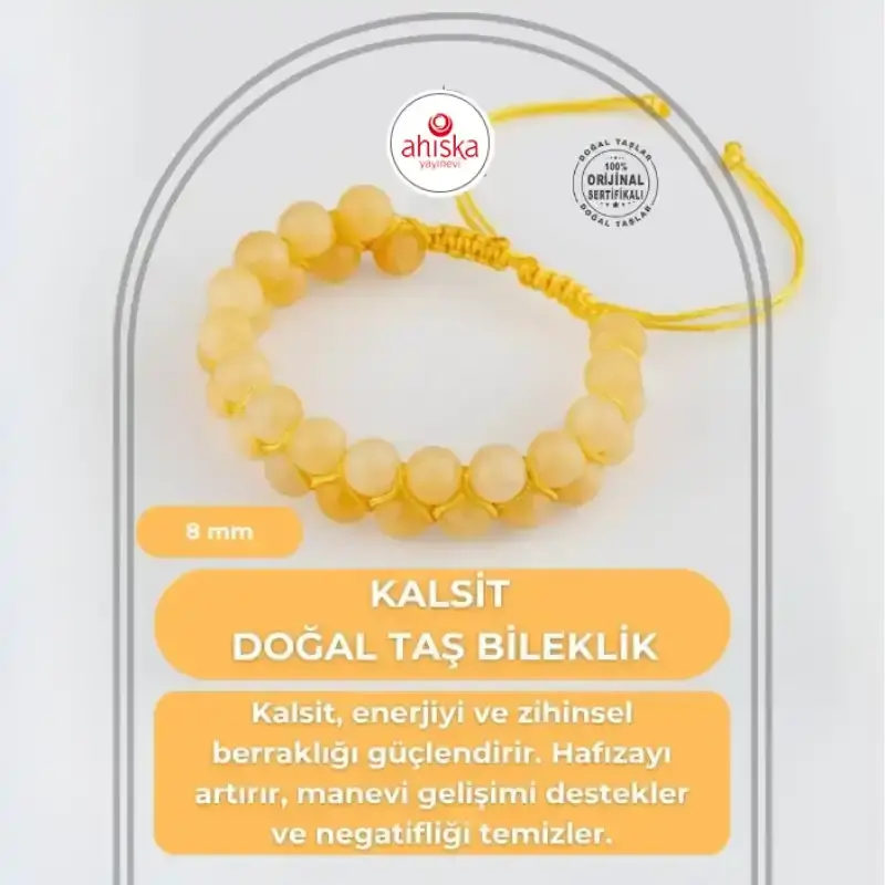 Kalsit 8mm Çift Sıra Makrome Doğal Taş Bileklik - 2