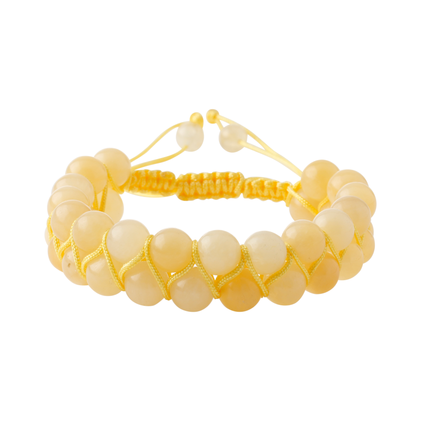 Kalsit 8mm Çift Sıra Makrome Doğal Taş Bileklik - 5