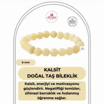 Kalsit 8mm Doğal Taş Bileklik - 1