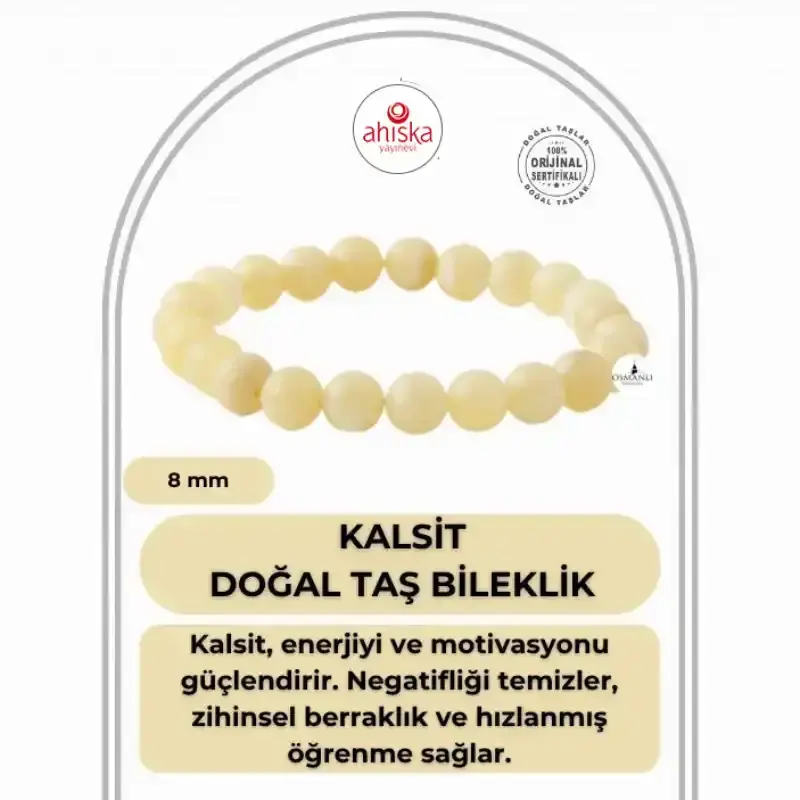 Kalsit 8mm Doğal Taş Bileklik - 1