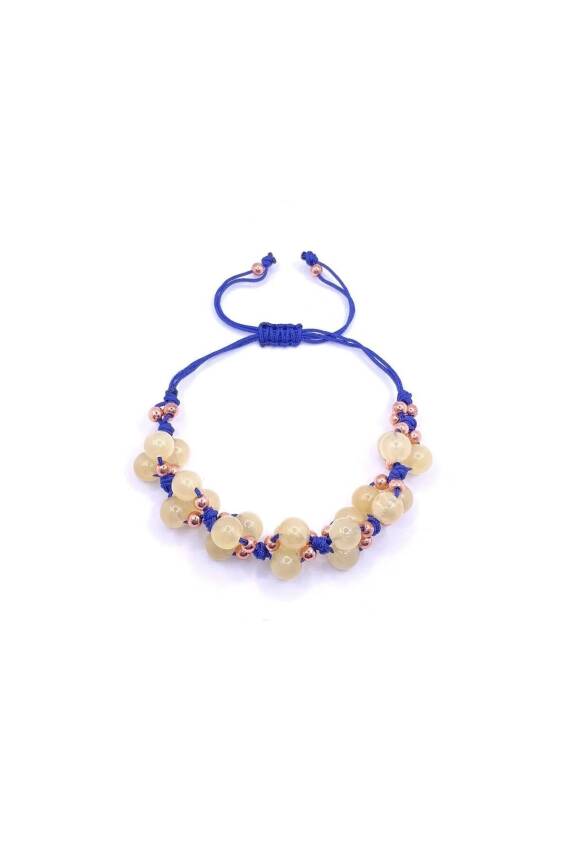 Kalsit Doğal Taş Merdiven Kapama İpli Ayarlanabilir Bileklik - 1