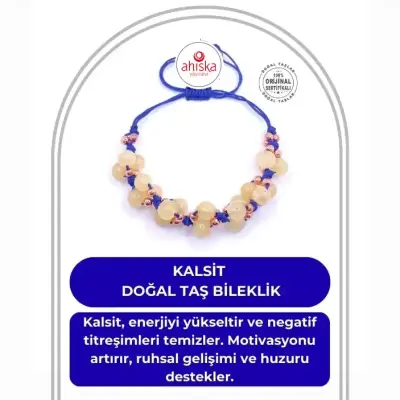 Kalsit Doğal Taş Merdiven Kapama İpli Ayarlanabilir Bileklik - 1