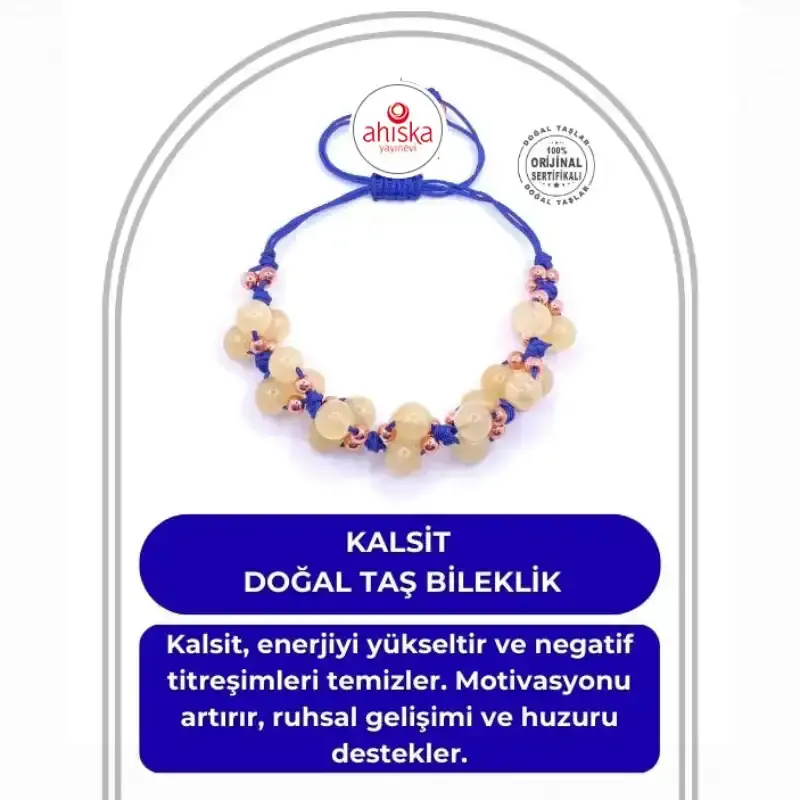 Kalsit Doğal Taş Merdiven Kapama İpli Ayarlanabilir Bileklik - 1