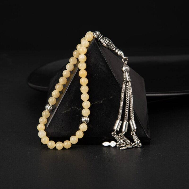 Kalsit Doğal Taş Tesbih 33lük - 6mm - 3