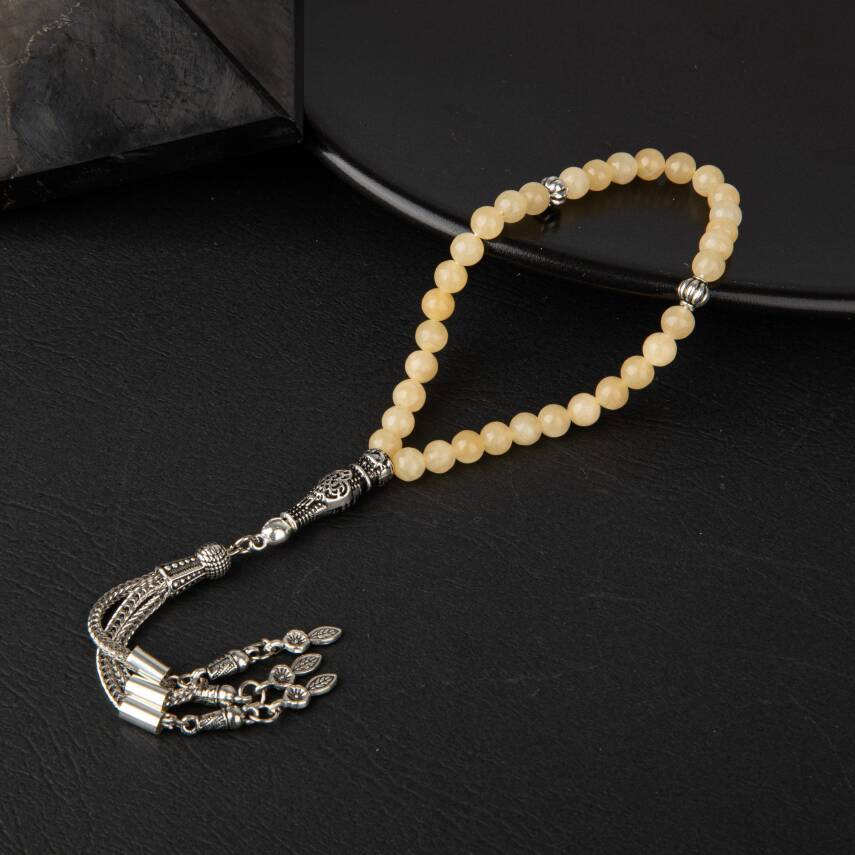 Kalsit Doğal Taş Tesbih 33lük - 6mm - 1